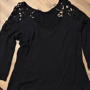 Black Lace Shoulder Top